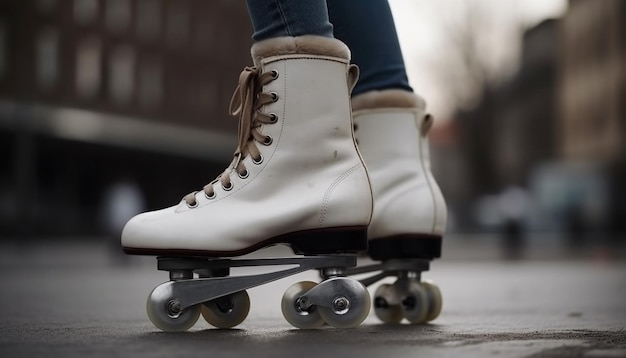 Photo gratuite patinage sur glace à l'extérieur une personne pratiquant une activité de loisir générée par l'ia