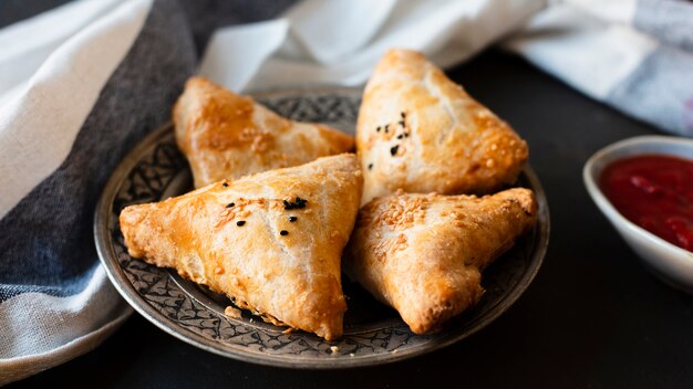 Pâtisserie traditionnelle indienne avec sauce