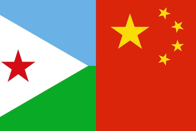 Pays du drapeau de djibouti et de la chine