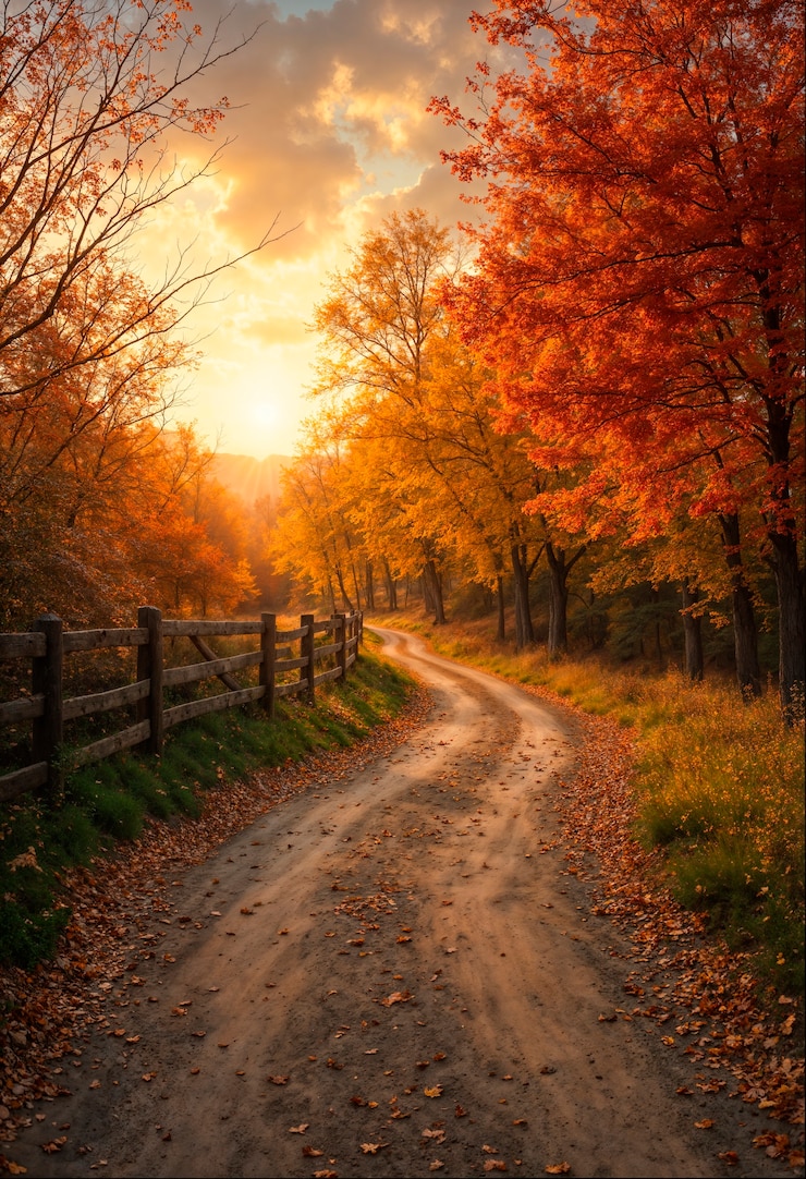 Photo gratuit paysage d'automne de la route forestière