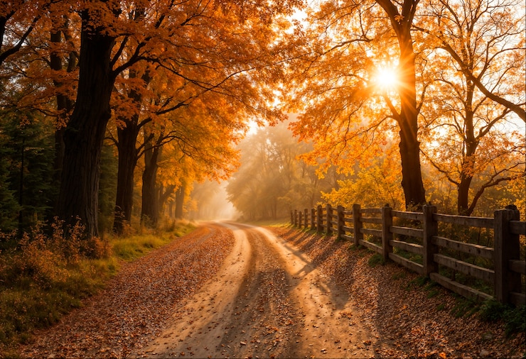 Photo gratuit paysage d'automne de la route forestière