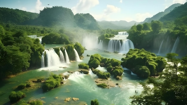 Photo gratuite paysage de cascade fantastique