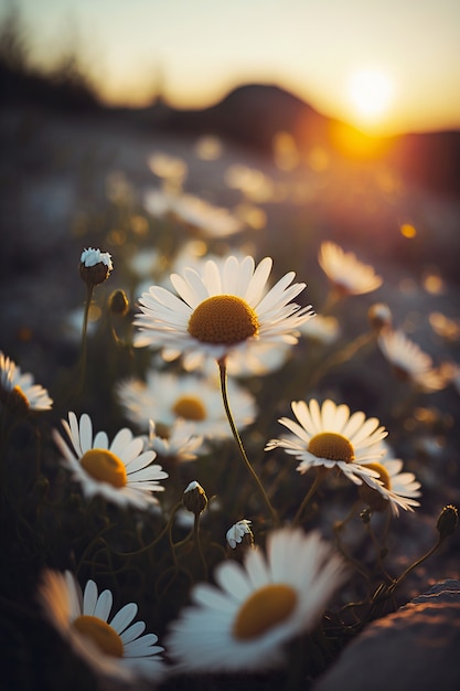 Paysage de champ de marguerites pour fonds d'écran