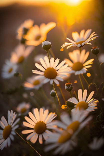 Photo gratuite paysage de champ de marguerites pour fonds d'écran