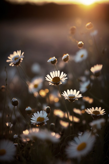 Photo gratuite paysage de champ de marguerites pour fonds d'écran