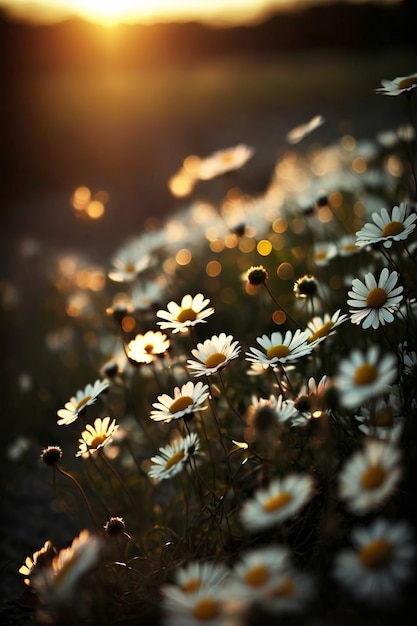 Photo gratuite paysage de champ de marguerites pour fonds d'écran