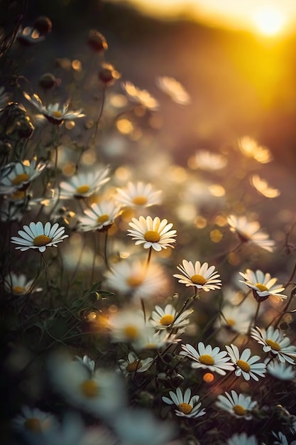 Photo gratuite paysage de champ de marguerites pour fonds d'écran