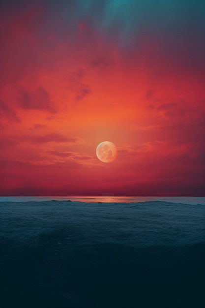 Photo gratuite paysage de ciel de style art numérique avec lune