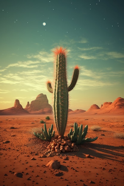 Photo gratuite paysage désertique avec des espèces de cactus et de plantes