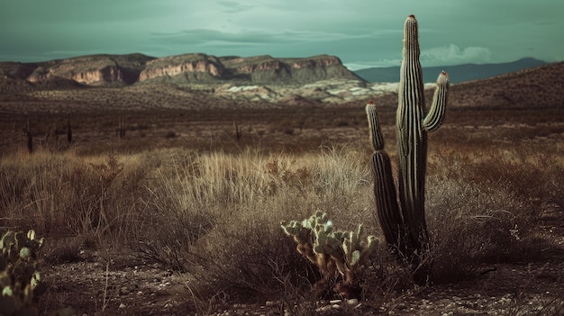 Photo gratuite paysage désertique avec des espèces de cactus et de plantes