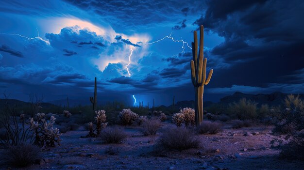 Paysage désertique avec des espèces de cactus et de plantes