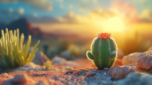 Paysage désertique avec des espèces de cactus et de plantes