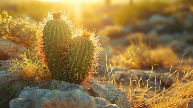 Photo gratuite paysage désertique avec des espèces de cactus et de plantes