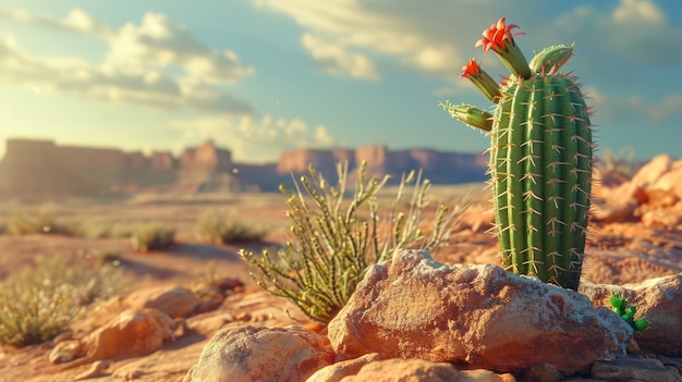 Photo gratuite paysage désertique avec des espèces de cactus et de plantes