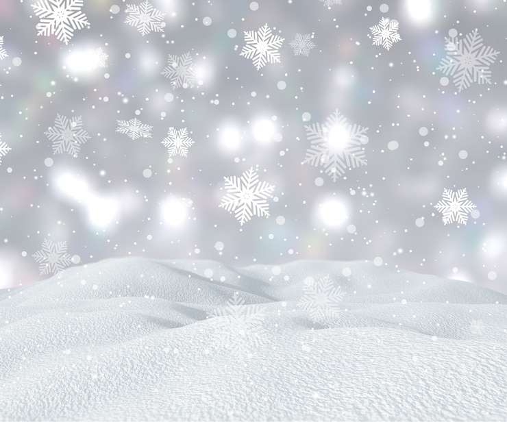 Photo gratuit paysage enneigé 3d avec des flocons de neige qui tombent