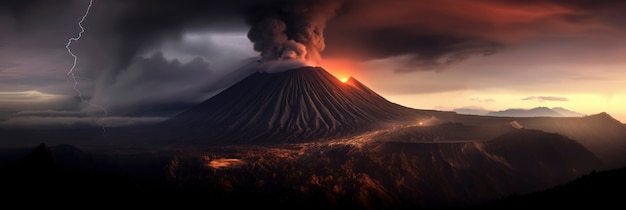 Photo gratuite le paysage de l'éruption du volcan