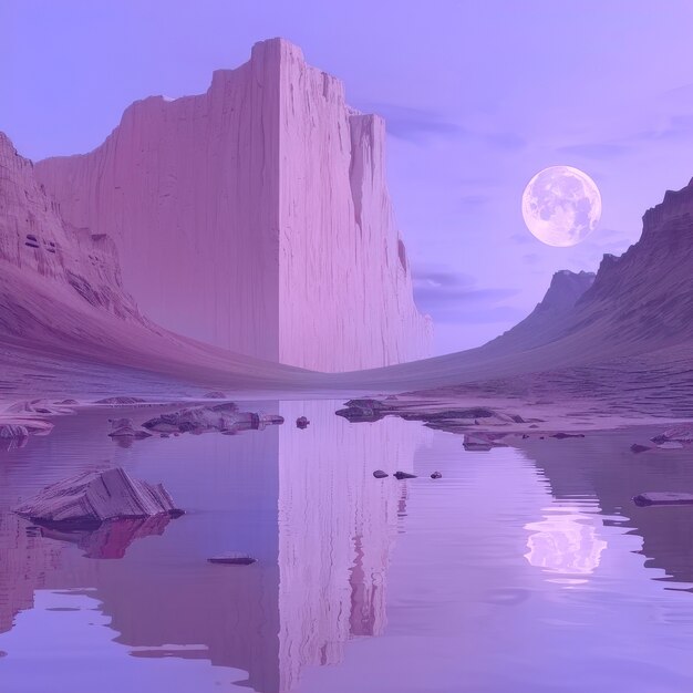 Paysage fantastique abstrait avec la couleur de l'année en tons violets