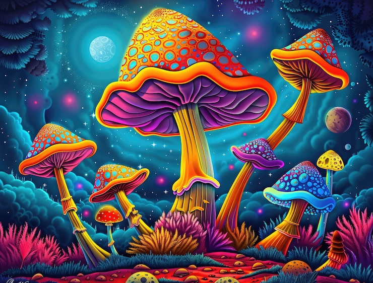 Photo gratuit le paysage fantastique des champignons