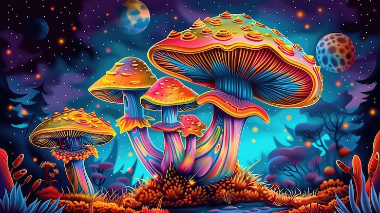 Photo gratuit le paysage fantastique des champignons