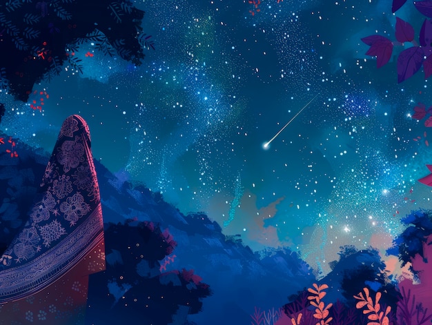 Photo gratuite paysage fantastique d'étoiles filantes la nuit