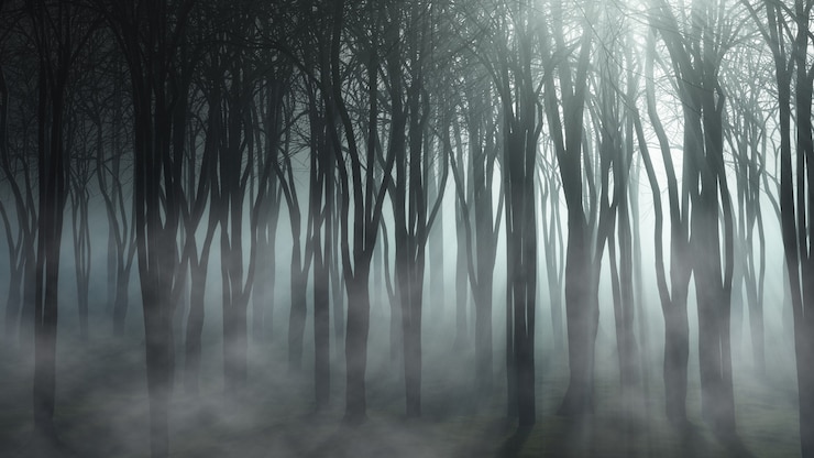 Photo gratuit paysage de forêt brumeuse