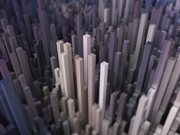 Paysage futuriste abstrait 3D avec extrusion de cubes
