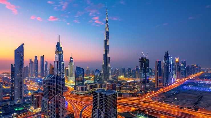 Photo gratuit le paysage futuriste de dubaï