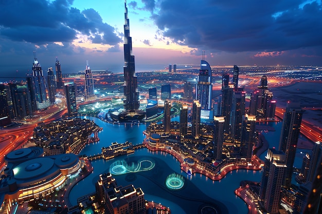 Photo gratuite le paysage futuriste de dubaï