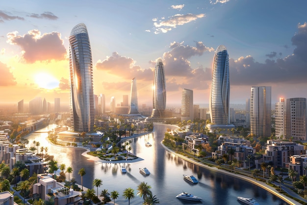 Le paysage futuriste de Dubaï