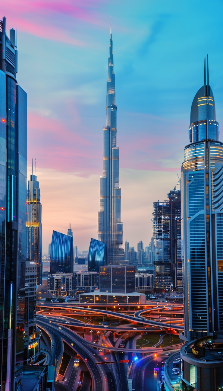 Photo gratuit le paysage futuriste de dubaï