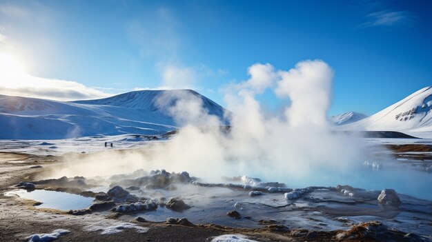 Le paysage des geysers est magnifique.