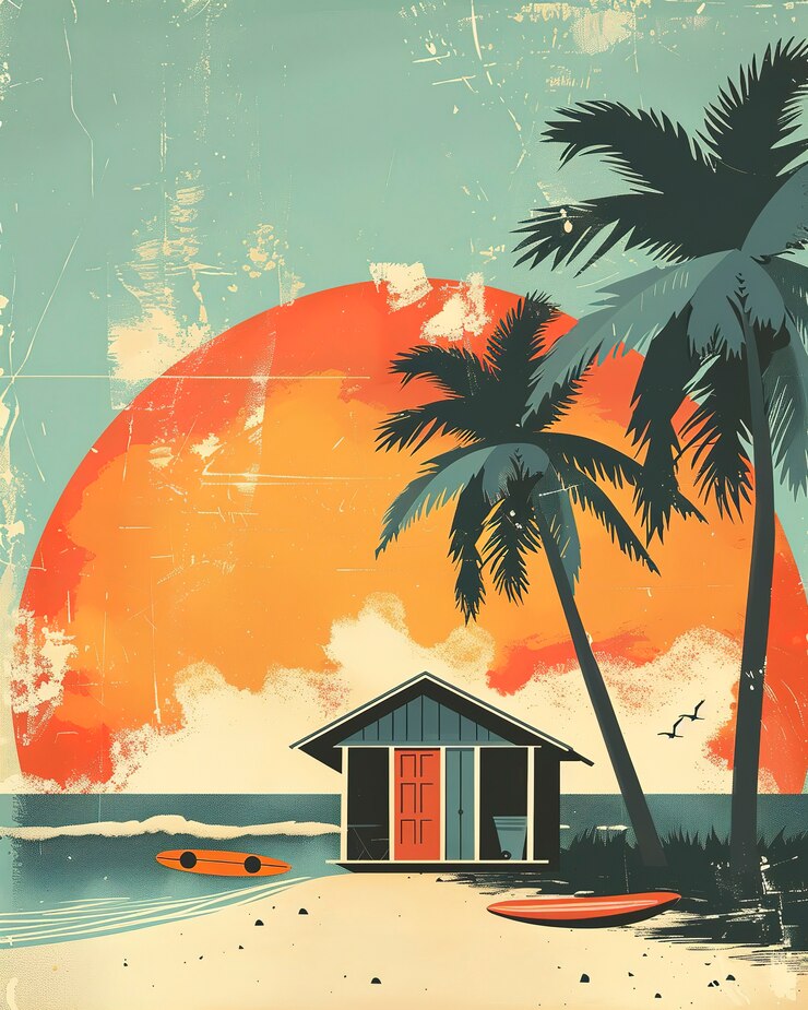Photo gratuit paysage hawaïen avec un style d'art numérique