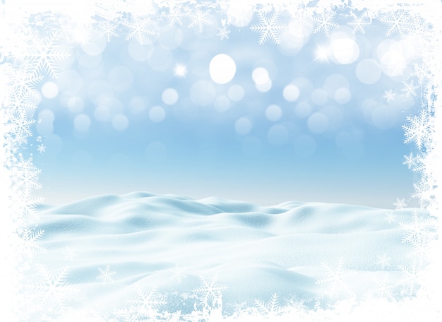 Photo gratuite paysage d'hiver de noël 3d