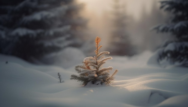 Photo gratuite paysage hivernal couvert de neige forêt majestueux pins sereins et magiques générés par l'intelligence artificielle