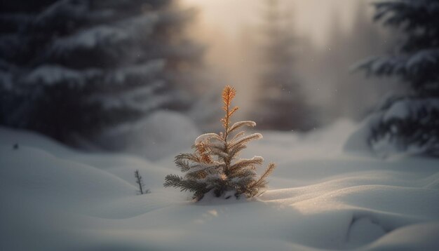 Paysage hivernal couvert de neige forêt majestueux pins sereins et magiques générés par l'intelligence artificielle