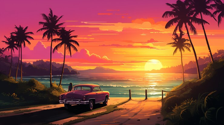 Photo gratuit le paysage d'une île tropicale de dessin animé