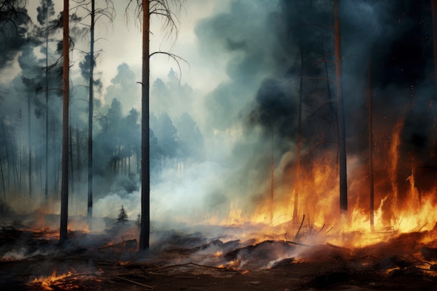 Photo gratuite paysage d’incendies de forêt extrêmes