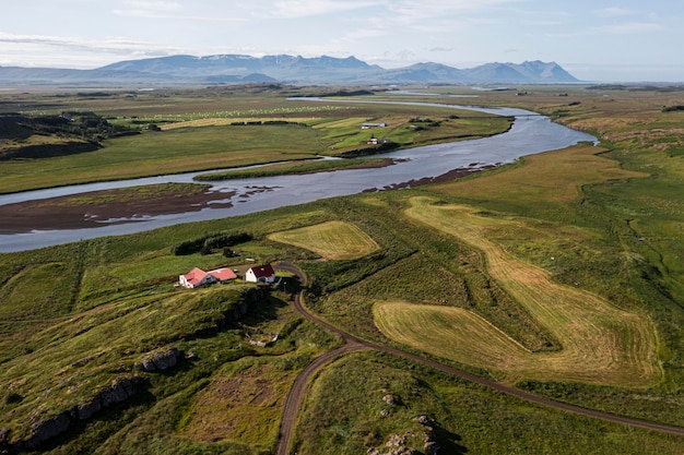 Paysage d'Islande de belles plaines