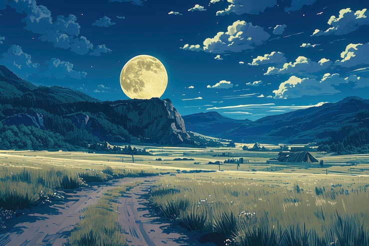 Photo gratuit le paysage de la lune dans l'anime