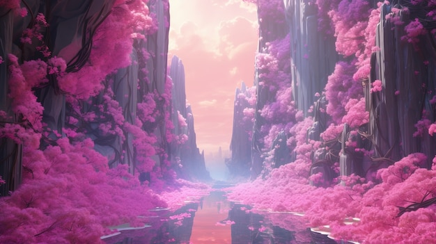 Photo gratuite paysage magenta avec une nature fantastique