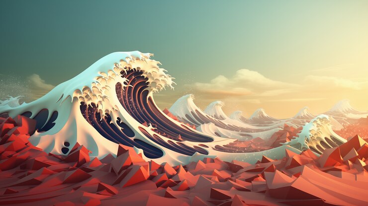 Photo gratuit paysage marin en 3d