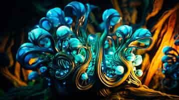 Photo gratuite paysage marin fantastique avec une nature bioluminescente
