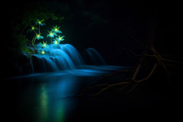 Photo gratuite paysage marin fantastique avec une nature bioluminescente