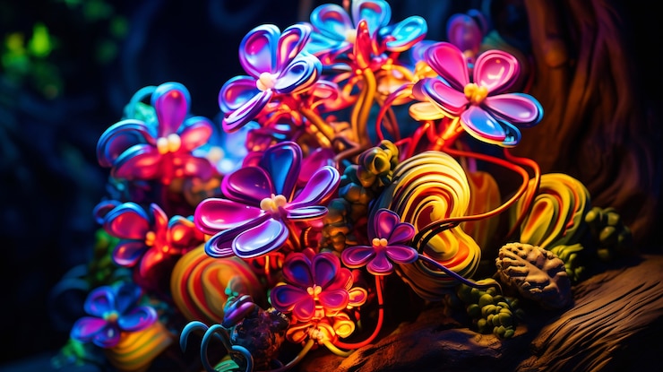 Photo gratuit paysage marin fantastique avec une nature bioluminescente