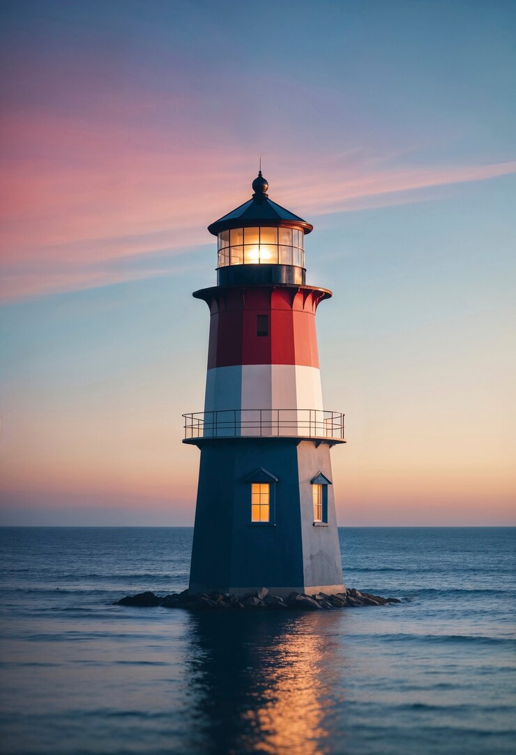 Photo gratuit paysage marin avec phare