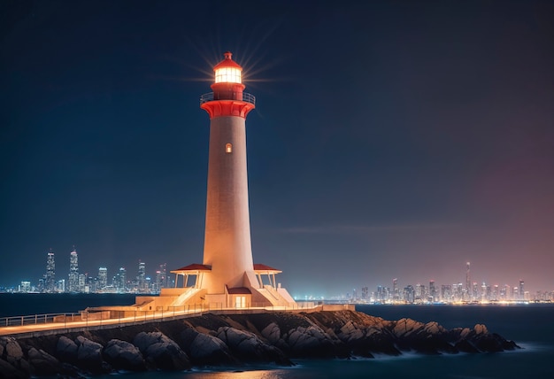 Photo gratuite paysage marin avec phare