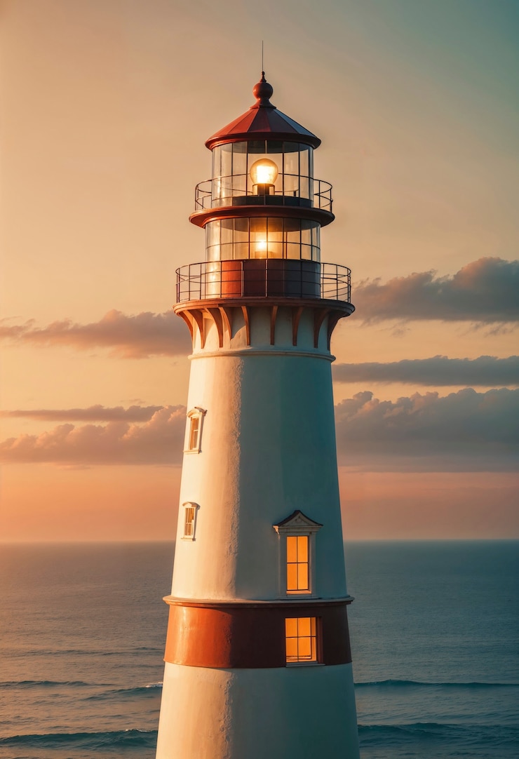 Photo gratuit paysage marin avec phare