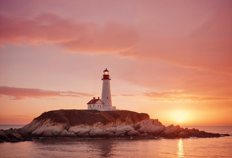 Photo gratuit paysage marin avec phare