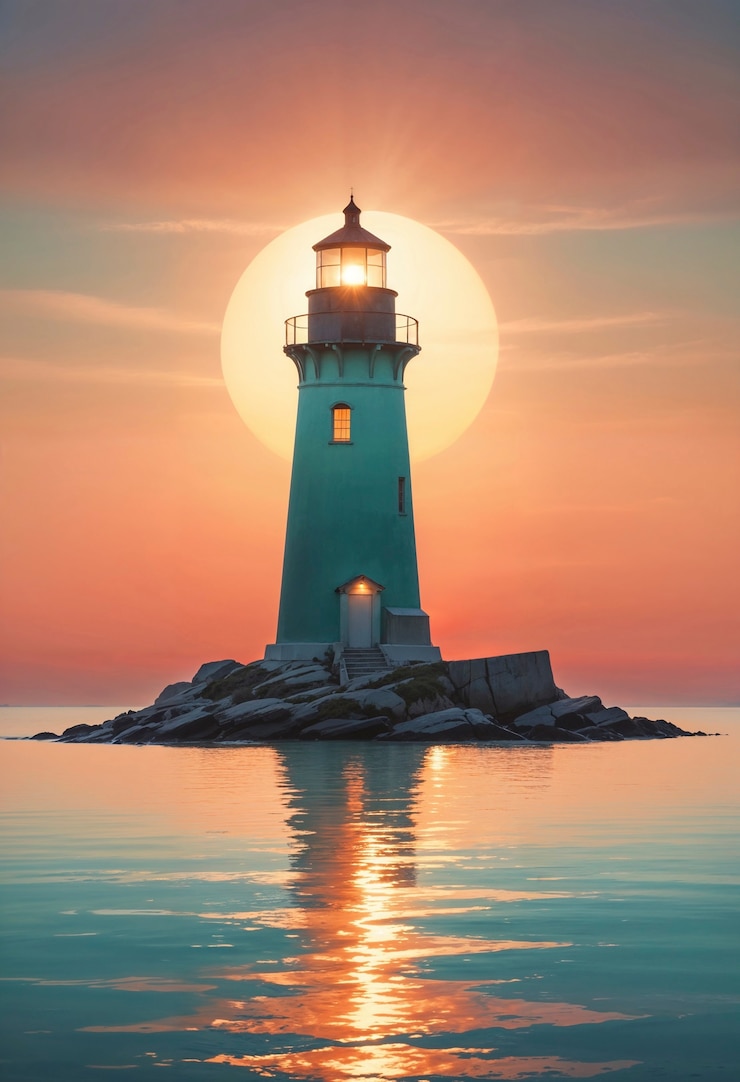 Photo gratuit paysage marin avec phare