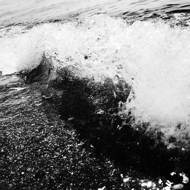 Photo gratuite paysage de mer noir et blanc spectaculaire